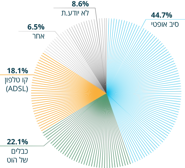 גרף עוגה המציג את פילוג התשתיות של מדינת ישראל - גרף מס'1