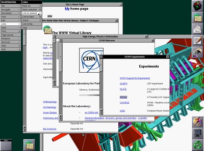דפדפן WorldWideWeb מורץ על מערכת NeXT